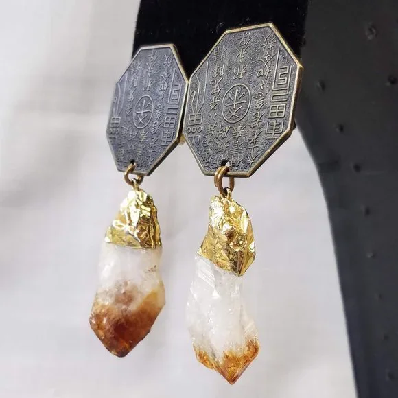 Karen Roache Unique Chinese Good Luck Crystal Clip-on Earrings - Picture 4 of 15